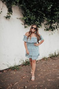 Ashley Zeal from Two Peas in a Prada shares the perfect off the shoulder weekend dress by Parker.