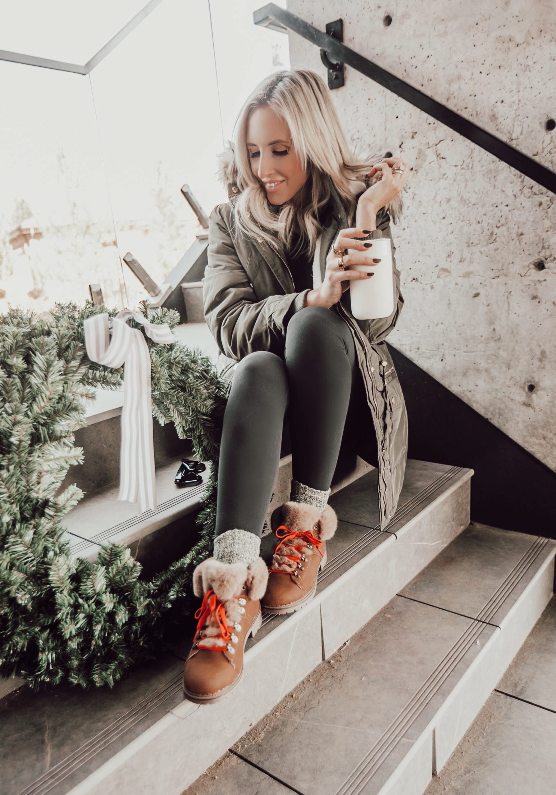 Ashley & Emily blog founder Emily Farren Wieczorek shares her Holiday Favorites - Under $50 - like these red laced boots!